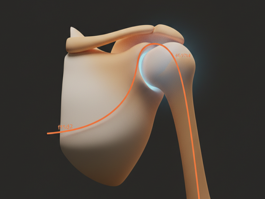 A stylized shoulder joint highlighted to suggest injury-aware programming